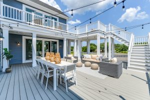 Outdoor living area and dining space in the Sandpiper floorplan in Delaware