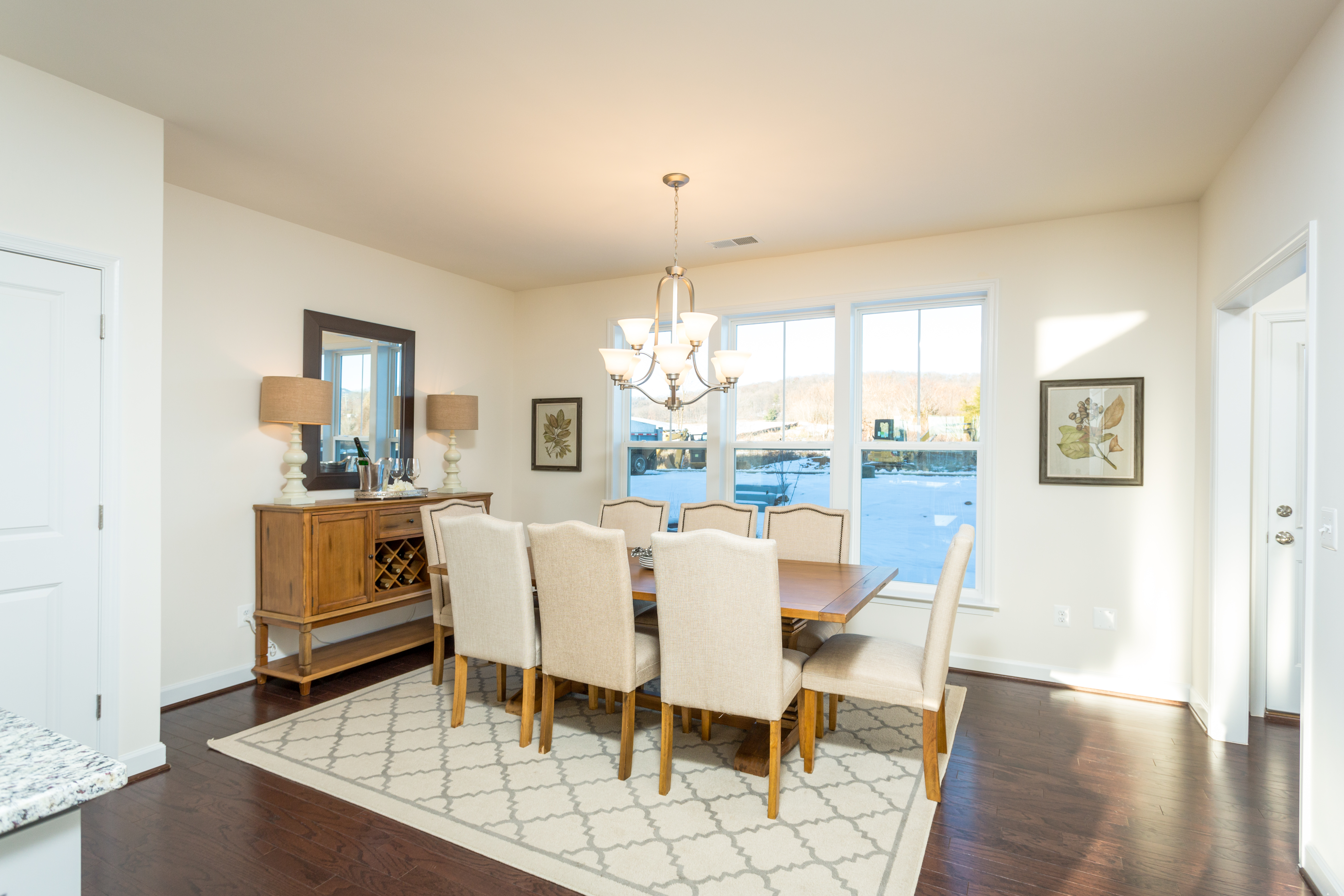 Dining room in Wentworth townhome at Preston Lake