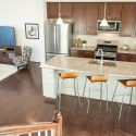 Wentworth townhome kitchen with large center island and hardwood flooring