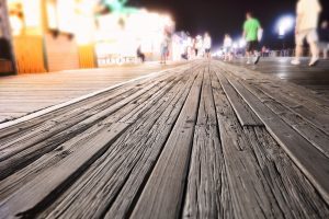 Up close view of the Rehobeth Boardwalk