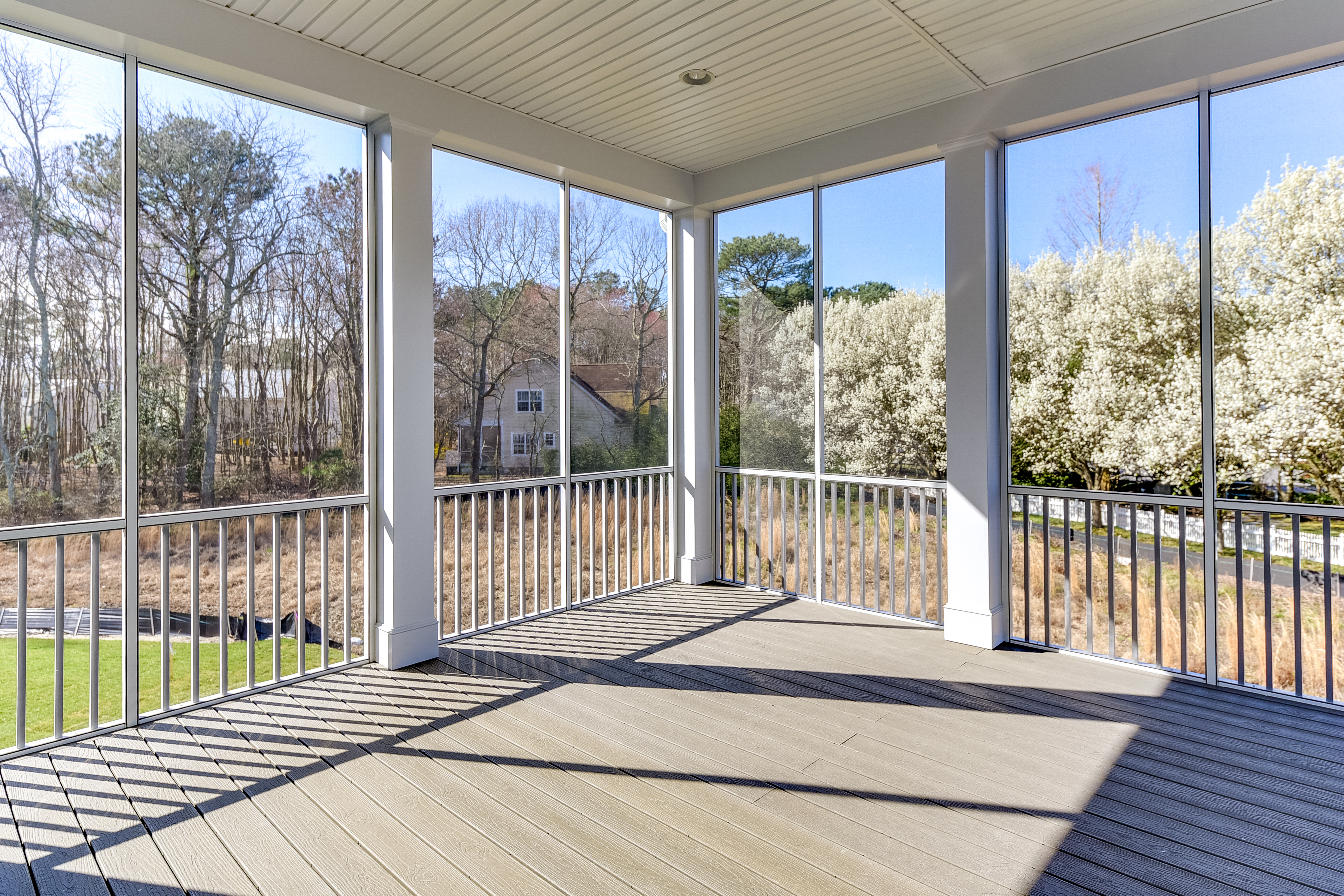 Screened in porch in home by Evergreene Homes in Delaware