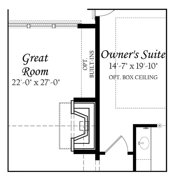 WEB Greenwood 3x0 - Floor Plan - Master - Opt Main Level Masonry Fireplace A