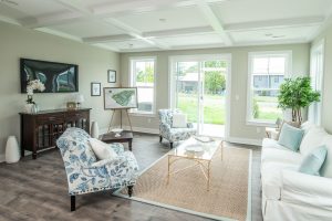 Lewes Crest model home and bright and airy living room