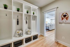 Built in shelving in mudroom in Fairfax County home