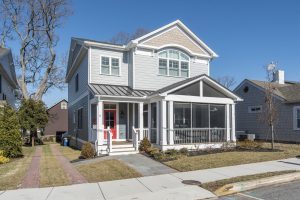 Exterior of custom built Delaware Beach home by Evergreene Homes
