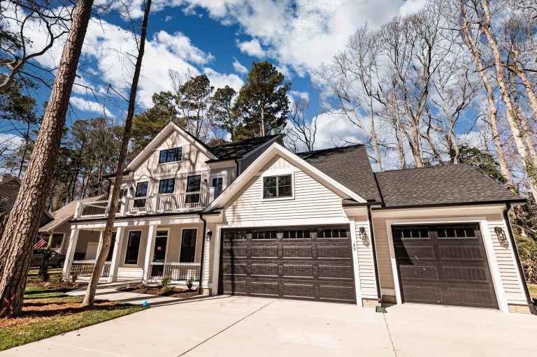 Exterior front view of the Shearwater floor plan home with modern design.