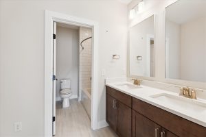 Modern vanity area with sleek design in the Shearwater floor plan.
