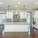Large gourmet kitchen with oversized kitchen island at Preston Lake