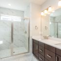 Harrison Duplex bathroom at Preston Lake by Evergreene Homes