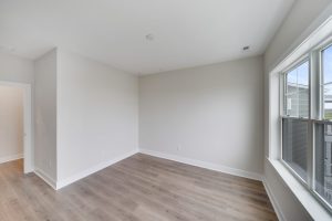 Modern bathroom with double vanity in the Magnolia floor plan.