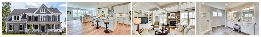 Chapman floorplan including the kitchen, living room, owner's bathroom and exterior