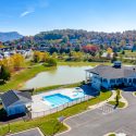 Preston Lake community pool and community clubhouse from a bird's eye view