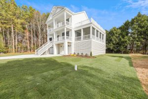 Coastal-style side elevation of the Campbell floor plan home