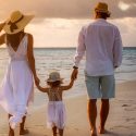 Happy,Asian,Family,On,The,Beach,In,Holiday.,Of,The