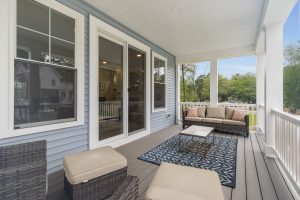 Primary bedroom with modern decor in the Brackish Dr. home.