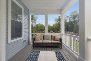 Modern bathroom with double vanity in the Brackish Dr. home.
