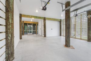 Outdoor patio with modern seating in the Brackish Dr. home.