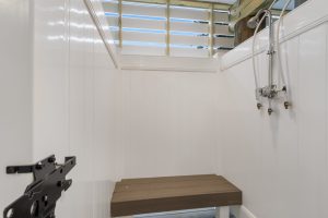 Modern bathroom with sleek fixtures in the Brackish Dr. home.