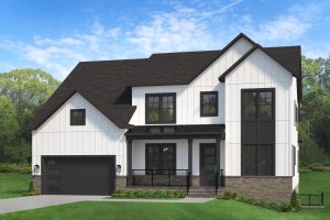 Modern exterior rendering of the Foxmoor floor plan home