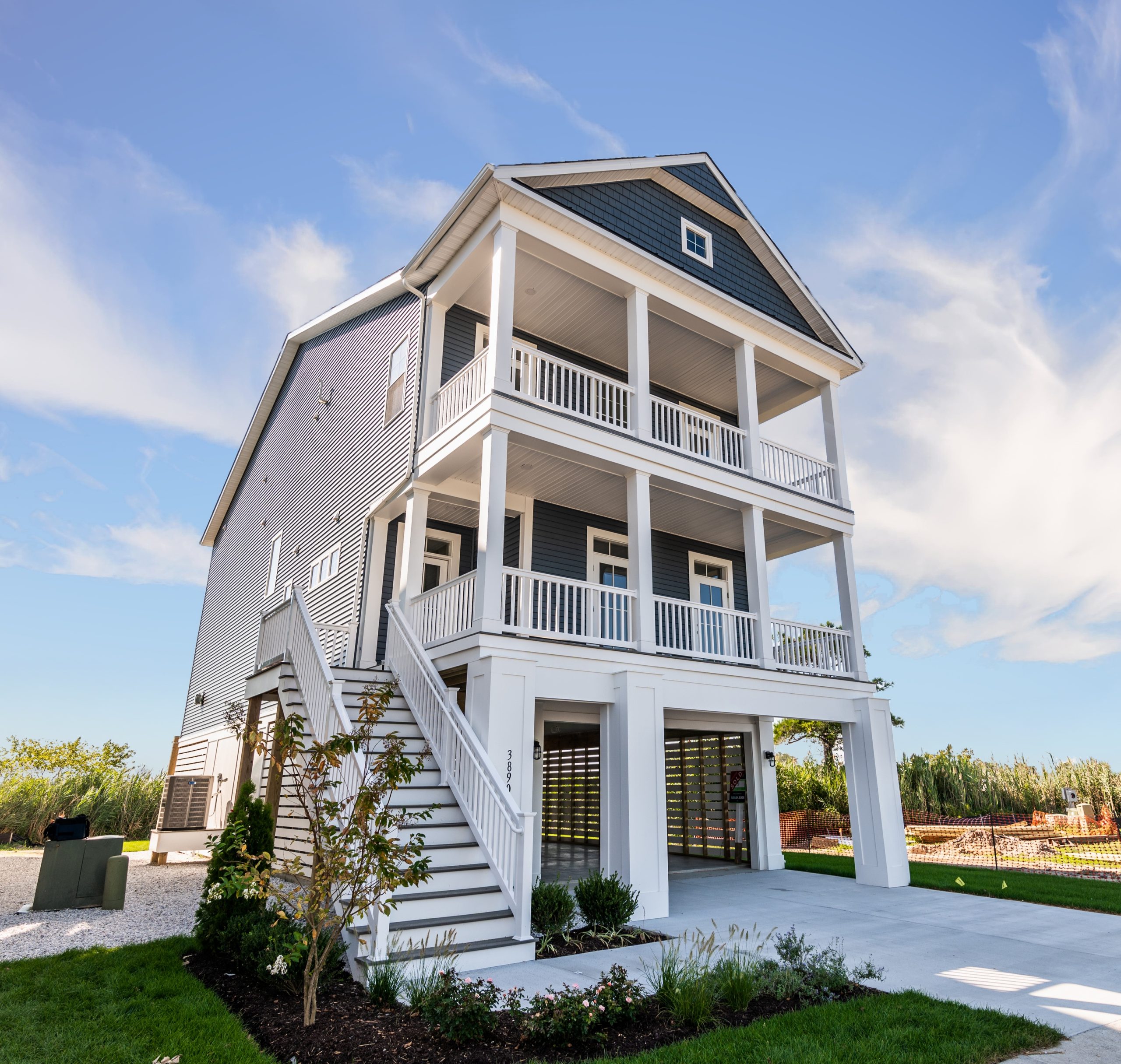 Coastal-style exterior of the Linwood floor plan home