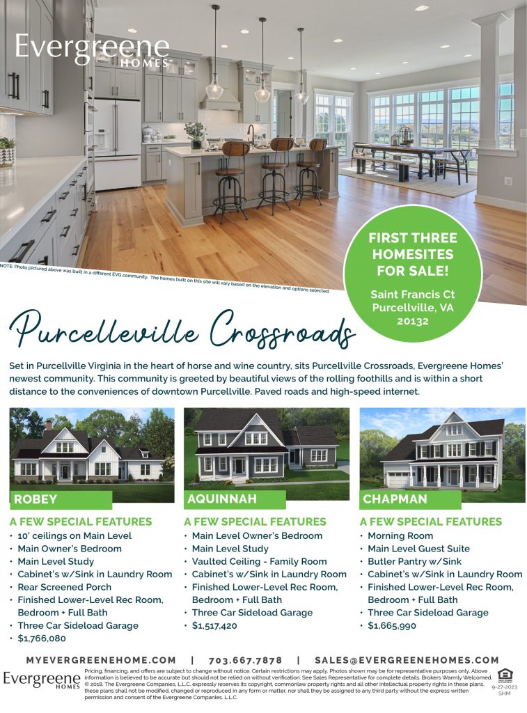 New Homes For Sale In Purcellville, VA At Purcellville Crossroads!