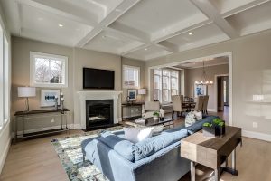 Modern living room in the Nottingham II floor plan home