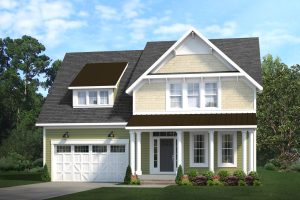 Modern exterior rendering of the Keene Mill floor plan home