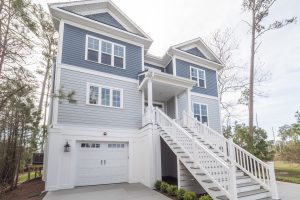 Coastal-inspired exterior of the Bayberry floor plan home