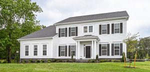 Coastal-style exterior of the Cambridge II floor plan home