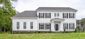 Coastal-style exterior of the Cambridge II floor plan home