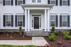 Exterior of Cambridge-II floor plan with facade.