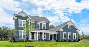 Coastal-style exterior of the Hillsboro floor plan home