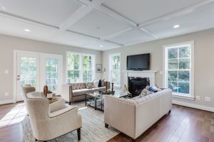 Modern living room in the Keene Mill floor plan home