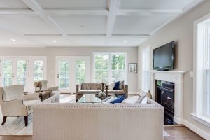Modern living room in the Keene Mill floor plan home