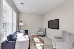 Dining area in Keene Mill floor plan with decor.