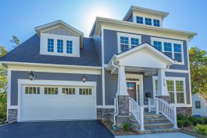 Coastal-style exterior of the Keene Mill floor plan home