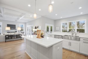 Dining area in Dickens-II floor plan with decor.