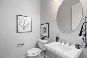 Modern living room in the Dickens II floor plan home