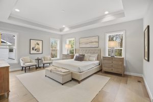 Bedroom in Dickens-II floor plan with modern decor.