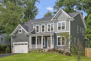 Modern living room in the Foxmoor floor plan home