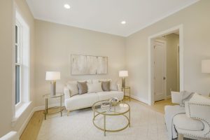 Cozy living room in the Foxmoor floor plan home