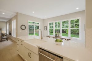 Modern living room in the Foxmoor floor plan home