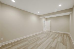 Modern living room in the Foxmoor floor plan home