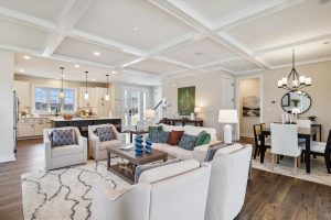 Modern main-level family room in the Bayberry floor plan home