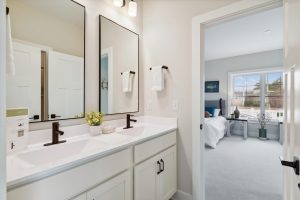 Modern upper-level bathroom in the Bayberry floor plan home