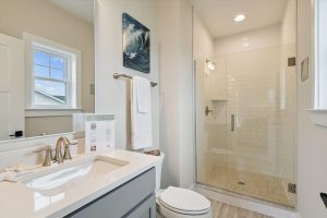 Modern upper-level bathroom in the Bayberry floor plan home