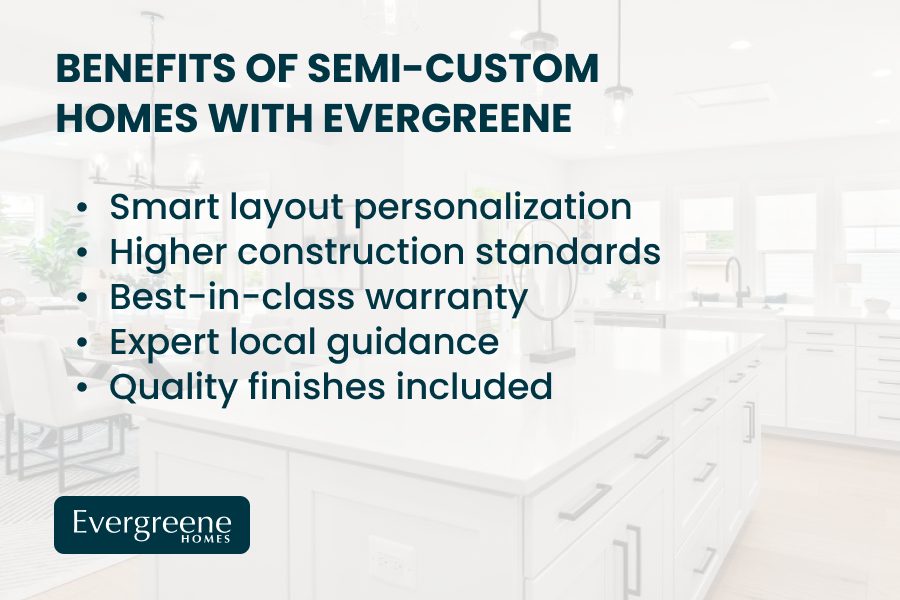 benefits of working with Evergreene Homes when doing a semi-custom build in new construction homes